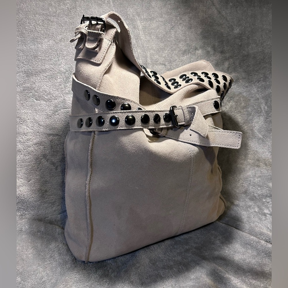 Twiggy London Studded Suede Slouchy Large Hobo - Picture 2 of 10